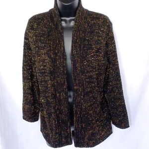 Black Open Cardigan With Gold Glitter